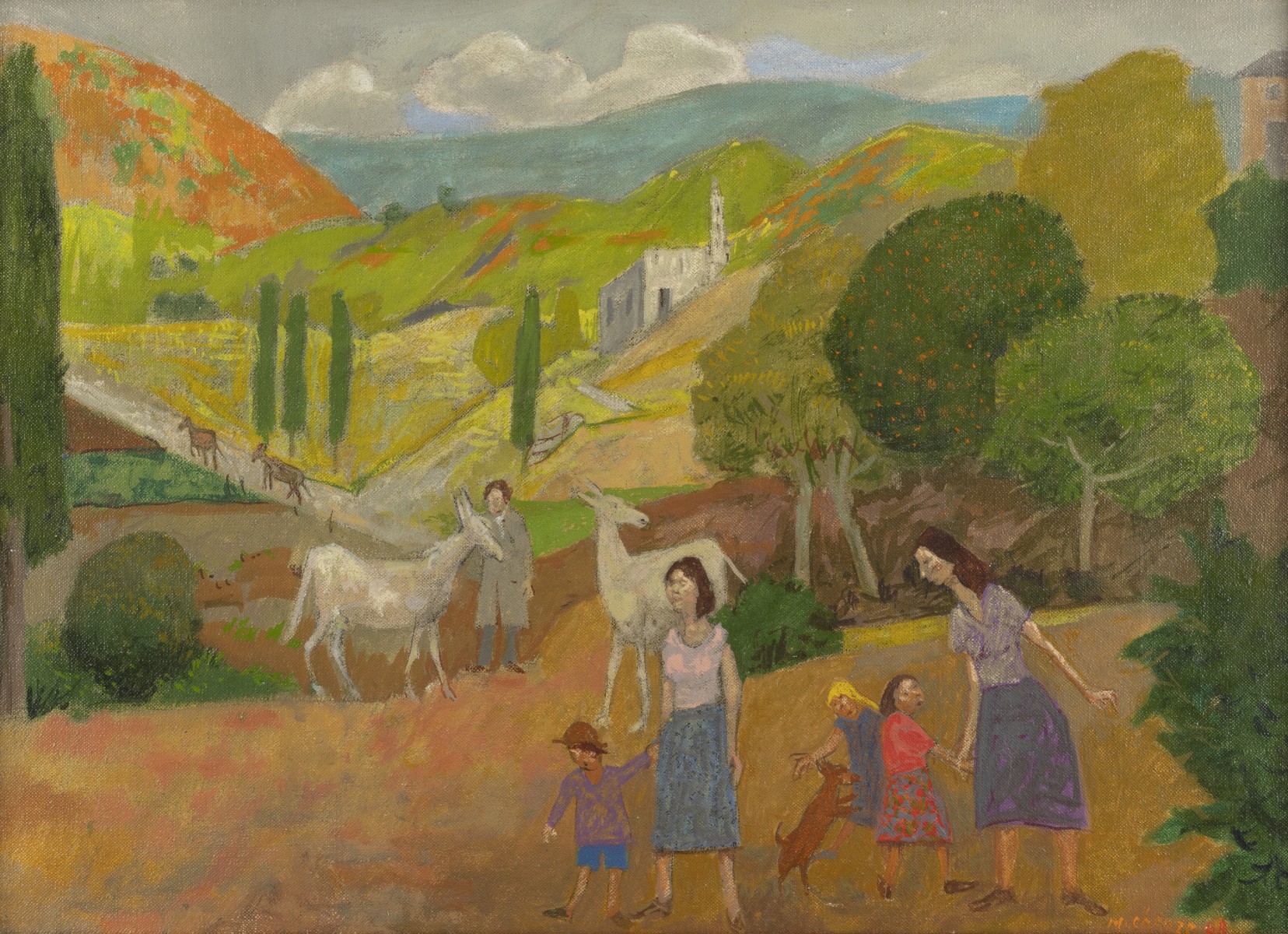 Famille entourée d'animaux